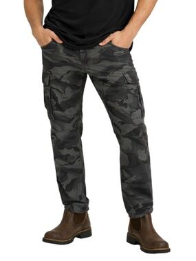 Wrangler Black & Grey Camouflage Cargo Pants - Size 38x32 GUC